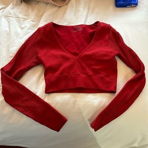 GARAGE Red Long Sleeve Lined Small Crop Top